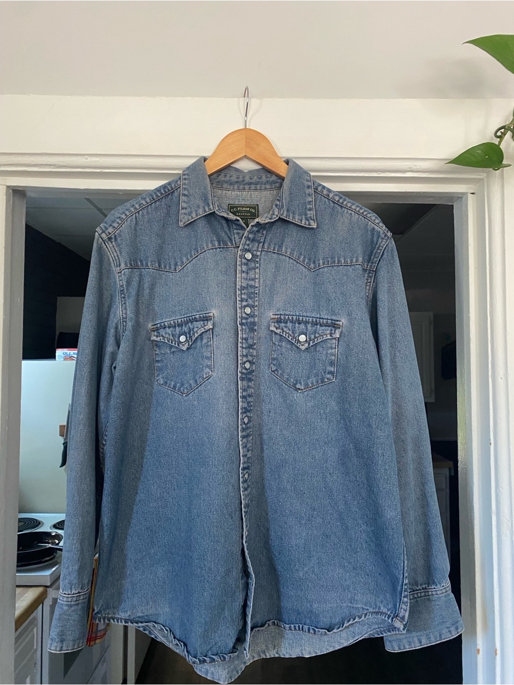 Filson Light Blue Denim Western Button-Down Shirt